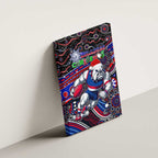 Merry Christmas AFL Bulldogs Canvas Wall Art Aboriginal Santa Football Mascot