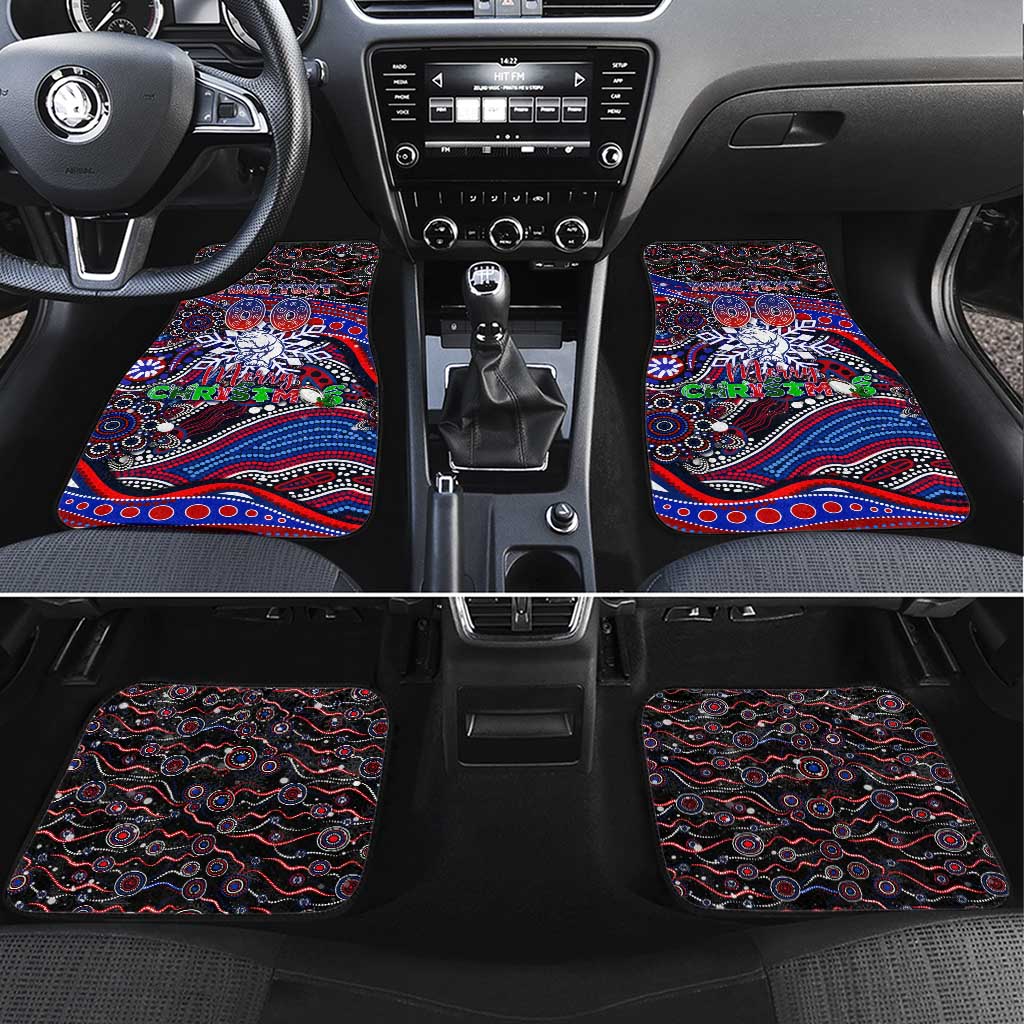 Merry Christmas AFL Bulldogs Car Mats Aboriginal Santa Football Mascot