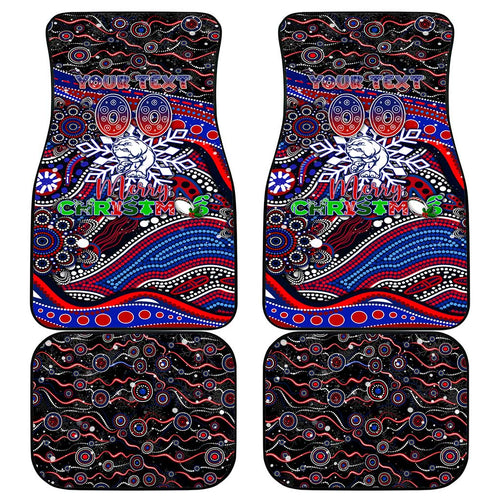 Merry Christmas AFL Bulldogs Car Mats Aboriginal Santa Football Mascot