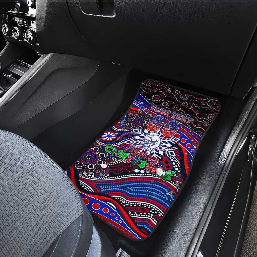 Merry Christmas AFL Bulldogs Car Mats Aboriginal Santa Football Mascot