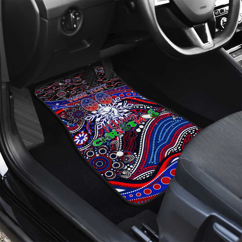 Merry Christmas AFL Bulldogs Car Mats Aboriginal Santa Football Mascot