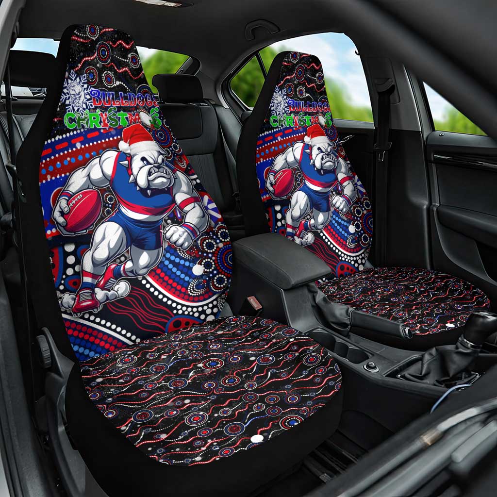 Merry Christmas AFL Bulldogs Car Seat Cover Aboriginal Santa Football Mascot