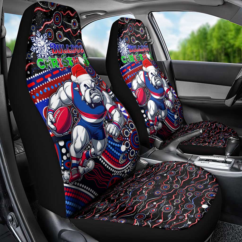 Merry Christmas AFL Bulldogs Car Seat Cover Aboriginal Santa Football Mascot