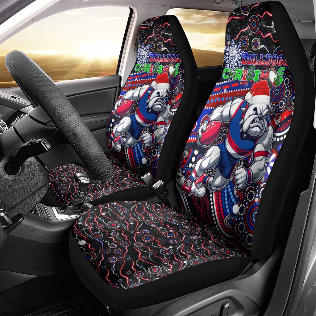 Merry Christmas AFL Bulldogs Car Seat Cover Aboriginal Santa Football Mascot