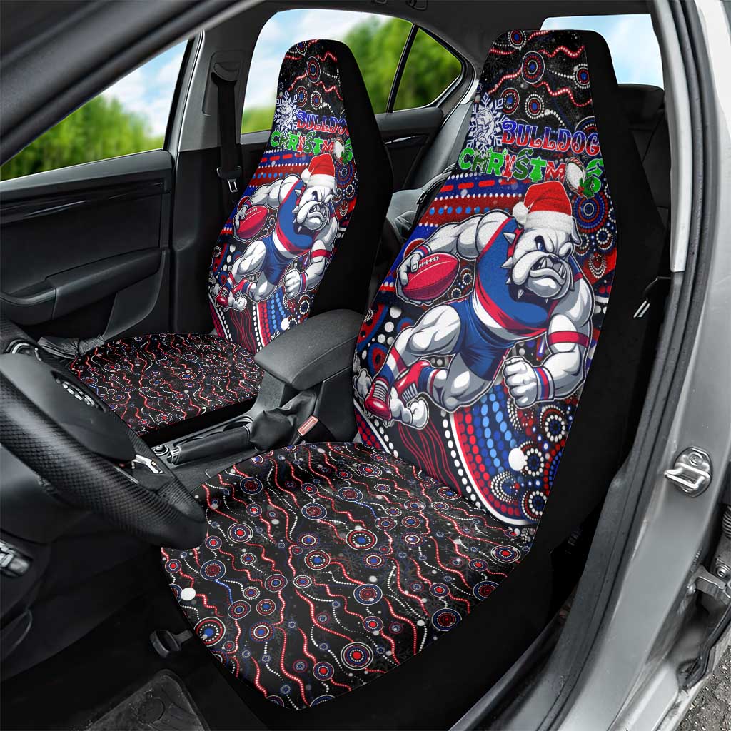 Merry Christmas AFL Bulldogs Car Seat Cover Aboriginal Santa Football Mascot