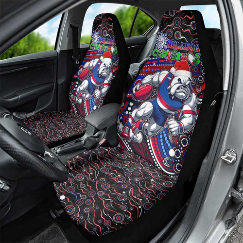Merry Christmas AFL Bulldogs Car Seat Cover Aboriginal Santa Football Mascot