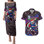 Merry Christmas AFL Bulldogs Couples Matching Puletasi and Hawaiian Shirt Aboriginal Santa Football Mascot