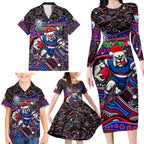 Merry Christmas AFL Bulldogs Family Matching Long Sleeve Bodycon Dress and Hawaiian Shirt Aboriginal Santa Football Mascot