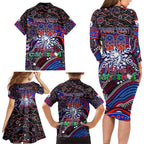 Merry Christmas AFL Bulldogs Family Matching Long Sleeve Bodycon Dress and Hawaiian Shirt Aboriginal Santa Football Mascot