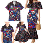 Merry Christmas AFL Bulldogs Family Matching Mermaid Dress and Hawaiian Shirt Aboriginal Santa Football Mascot