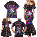 Merry Christmas AFL Bulldogs Family Matching Mermaid Dress and Hawaiian Shirt Aboriginal Santa Football Mascot