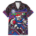 Merry Christmas AFL Bulldogs Family Matching Mermaid Dress and Hawaiian Shirt Aboriginal Santa Football Mascot