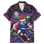 Merry Christmas AFL Bulldogs Family Matching Mermaid Dress and Hawaiian Shirt Aboriginal Santa Football Mascot