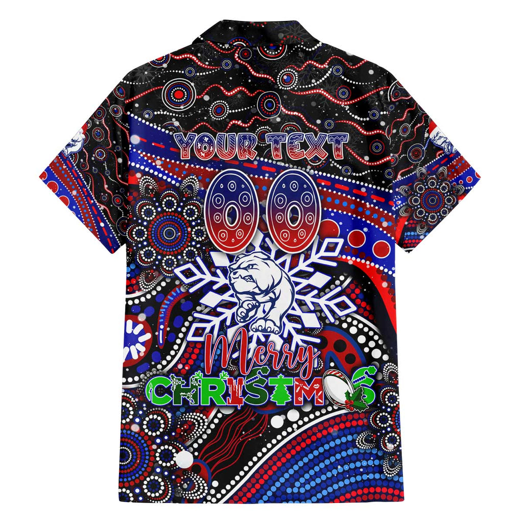 Merry Christmas AFL Bulldogs Family Matching Off The Shoulder Long Sleeve Dress and Hawaiian Shirt Aboriginal Santa Football Mascot