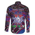 Merry Christmas AFL Bulldogs Family Matching Off The Shoulder Long Sleeve Dress and Hawaiian Shirt Aboriginal Santa Football Mascot