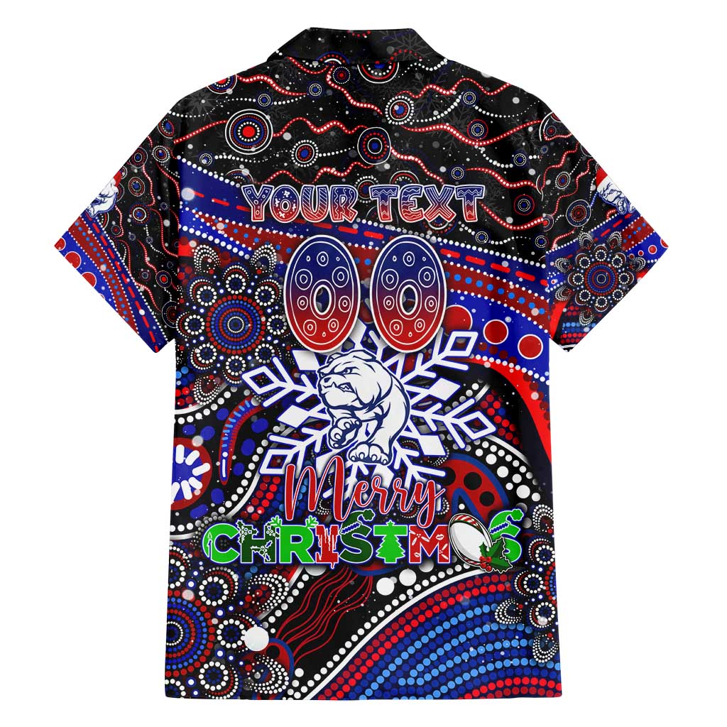 Merry Christmas AFL Bulldogs Family Matching Off Shoulder Maxi Dress and Hawaiian Shirt Aboriginal Santa Football Mascot