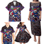 Merry Christmas AFL Bulldogs Family Matching Puletasi and Hawaiian Shirt Aboriginal Santa Football Mascot