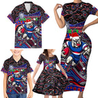 Merry Christmas AFL Bulldogs Family Matching Short Sleeve Bodycon Dress and Hawaiian Shirt Aboriginal Santa Football Mascot