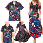 Merry Christmas AFL Bulldogs Family Matching Summer Maxi Dress and Hawaiian Shirt Aboriginal Santa Football Mascot