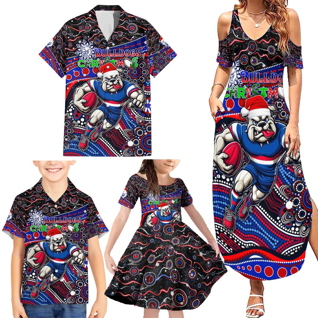 Merry Christmas AFL Bulldogs Family Matching Summer Maxi Dress and Hawaiian Shirt Aboriginal Santa Football Mascot