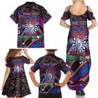 Merry Christmas AFL Bulldogs Family Matching Summer Maxi Dress and Hawaiian Shirt Aboriginal Santa Football Mascot
