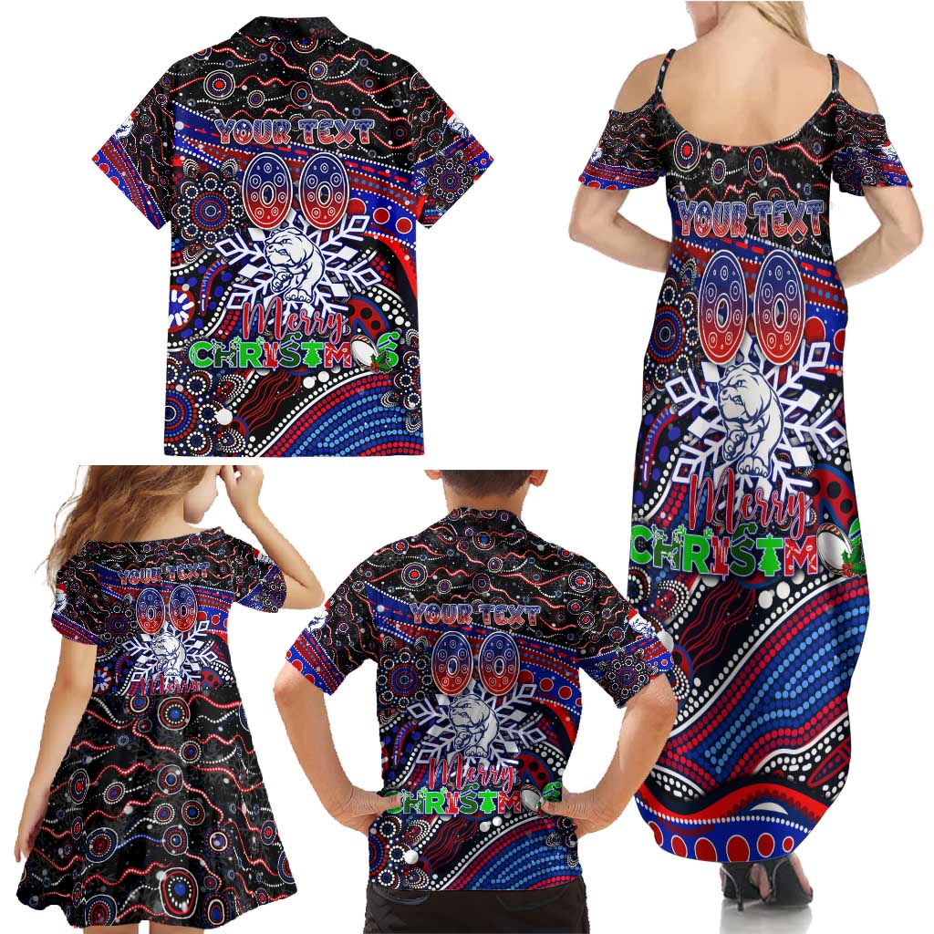 Merry Christmas AFL Bulldogs Family Matching Summer Maxi Dress and Hawaiian Shirt Aboriginal Santa Football Mascot