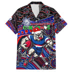 Merry Christmas AFL Bulldogs Family Matching Summer Maxi Dress and Hawaiian Shirt Aboriginal Santa Football Mascot