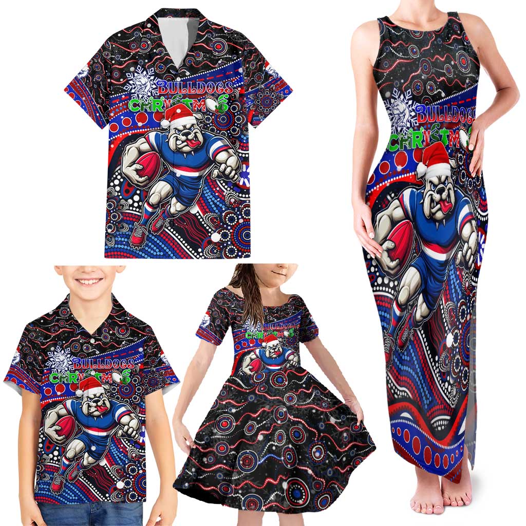Merry Christmas AFL Bulldogs Family Matching Tank Maxi Dress and Hawaiian Shirt Aboriginal Santa Football Mascot