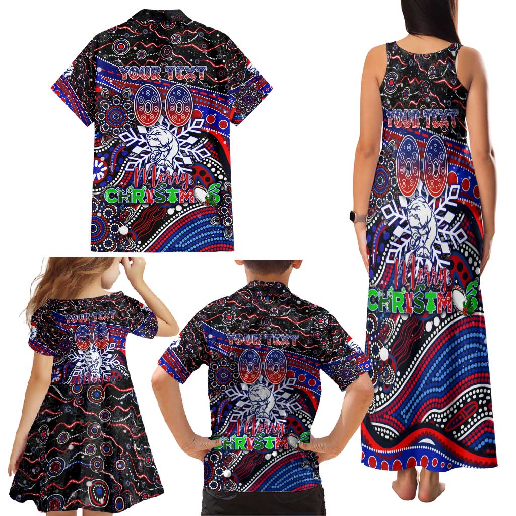 Merry Christmas AFL Bulldogs Family Matching Tank Maxi Dress and Hawaiian Shirt Aboriginal Santa Football Mascot