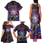 Merry Christmas AFL Bulldogs Family Matching Tank Maxi Dress and Hawaiian Shirt Aboriginal Santa Football Mascot