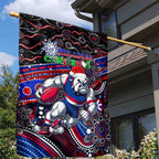 Merry Christmas AFL Bulldogs Garden Flag Aboriginal Santa Football Mascot