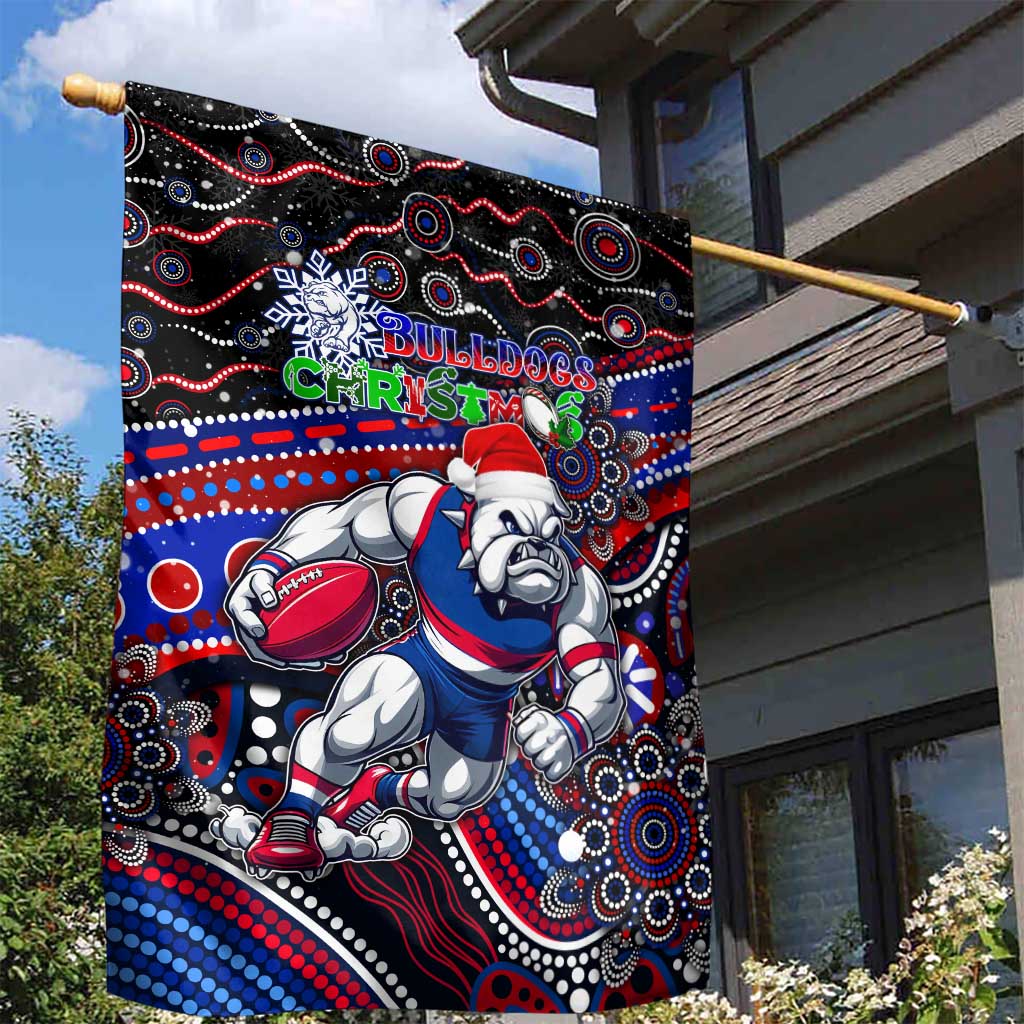 Merry Christmas AFL Bulldogs Garden Flag Aboriginal Santa Football Mascot