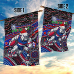 Merry Christmas AFL Bulldogs Garden Flag Aboriginal Santa Football Mascot