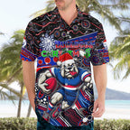 Merry Christmas AFL Bulldogs Hawaiian Shirt Aboriginal Santa Football Mascot