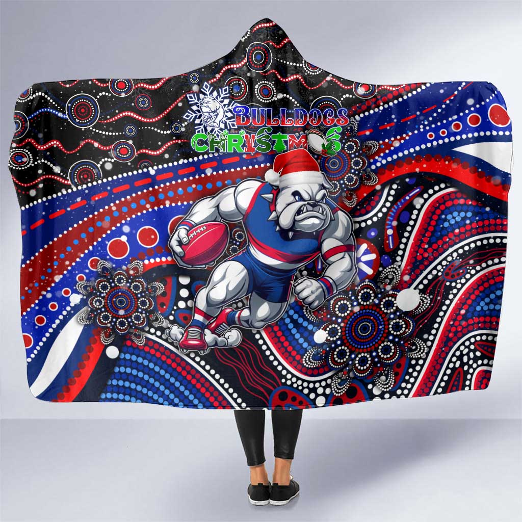 Merry Christmas AFL Bulldogs Hooded Blanket Aboriginal Santa Football Mascot