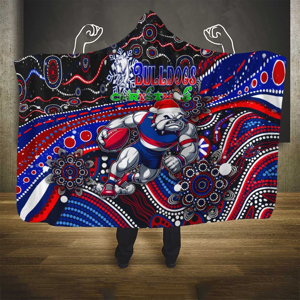 Merry Christmas AFL Bulldogs Hooded Blanket Aboriginal Santa Football Mascot
