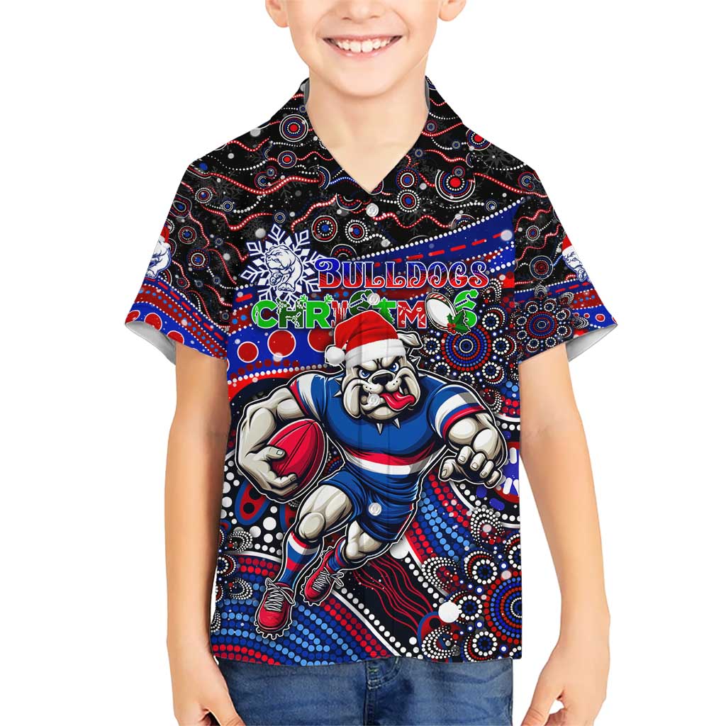 Merry Christmas AFL Bulldogs Kid Hawaiian Shirt Aboriginal Santa Football Mascot