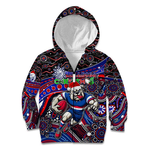 Merry Christmas AFL Bulldogs Kid Hoodie Aboriginal Santa Football Mascot