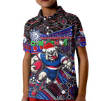 Merry Christmas AFL Bulldogs Kid Polo Shirt Aboriginal Santa Football Mascot