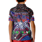 Merry Christmas AFL Bulldogs Kid Polo Shirt Aboriginal Santa Football Mascot