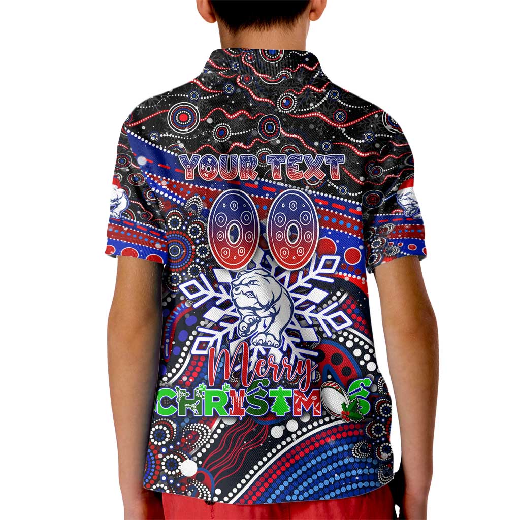 Merry Christmas AFL Bulldogs Kid Polo Shirt Aboriginal Santa Football Mascot