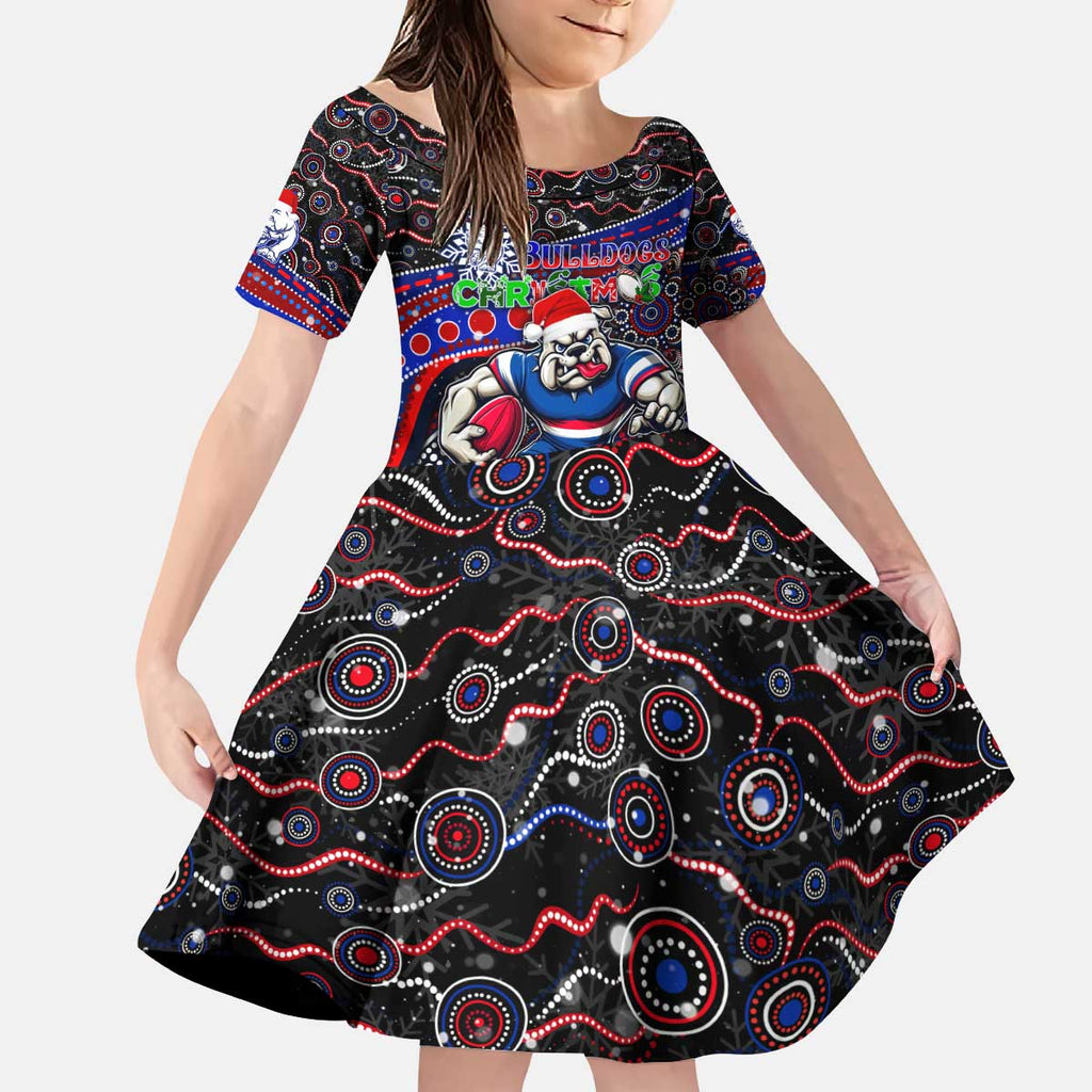 Merry Christmas AFL Bulldogs Kid Short Sleeve Dress Aboriginal Santa Football Mascot