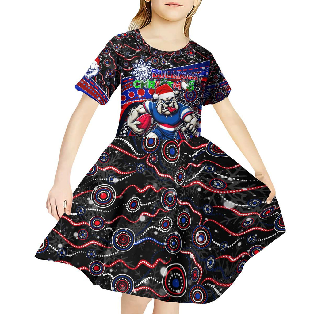 Merry Christmas AFL Bulldogs Kid Short Sleeve Dress Aboriginal Santa Football Mascot