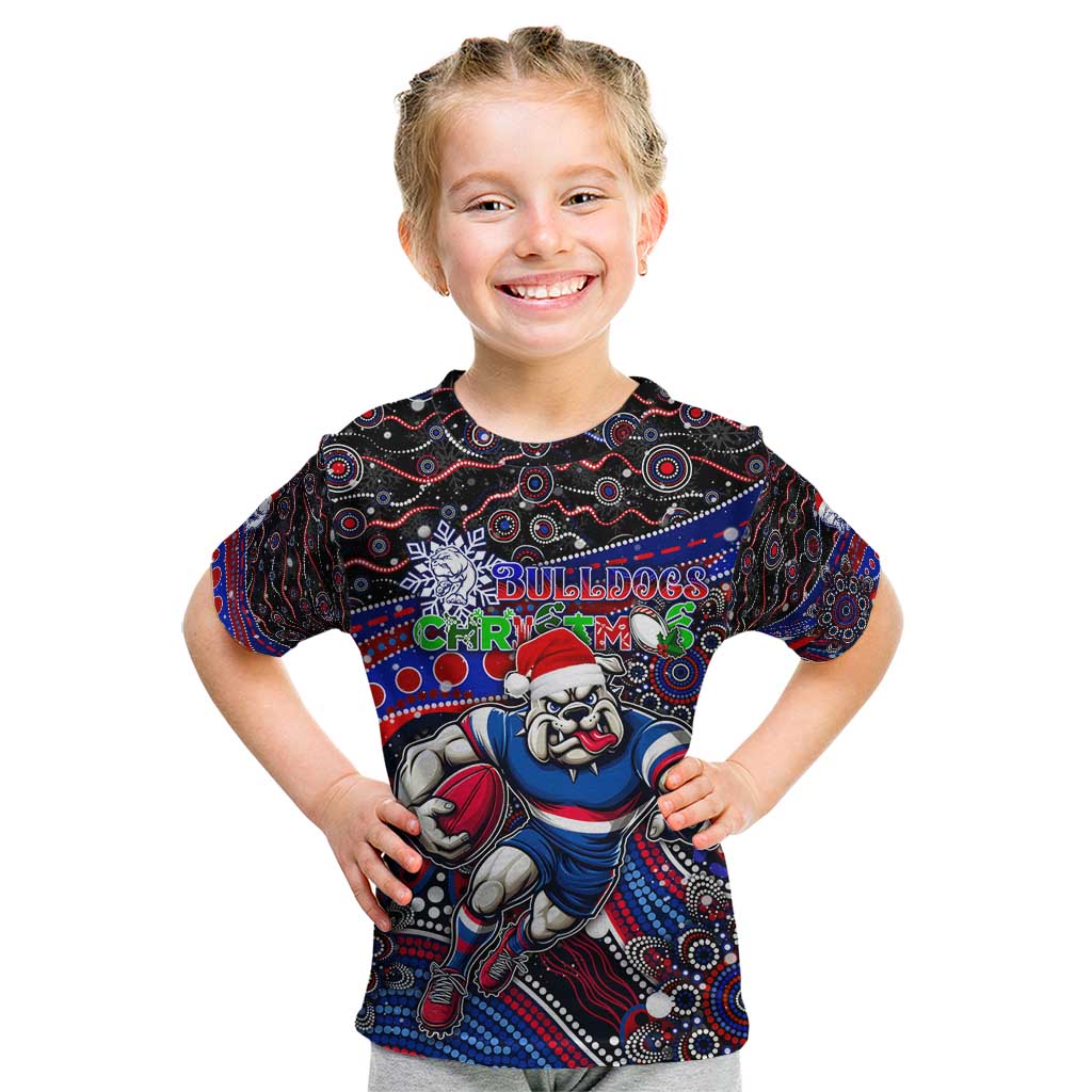 Merry Christmas AFL Bulldogs Kid T Shirt Aboriginal Santa Football Mascot