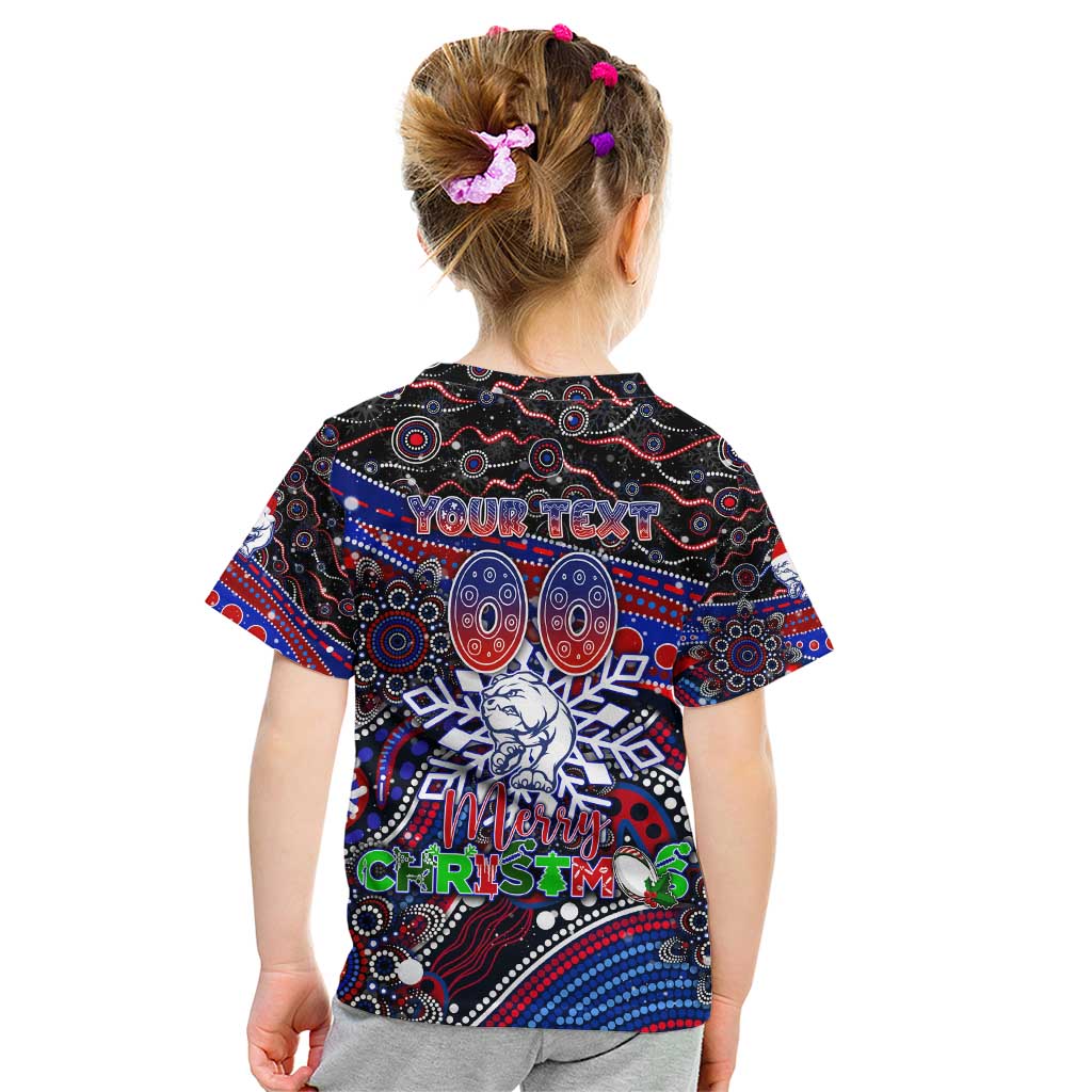 Merry Christmas AFL Bulldogs Kid T Shirt Aboriginal Santa Football Mascot