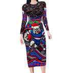 Merry Christmas AFL Bulldogs Long Sleeve Bodycon Dress Aboriginal Santa Football Mascot