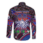 Merry Christmas AFL Bulldogs Long Sleeve Button Shirt Aboriginal Santa Football Mascot