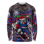 Merry Christmas AFL Bulldogs Long Sleeve Shirt Aboriginal Santa Football Mascot
