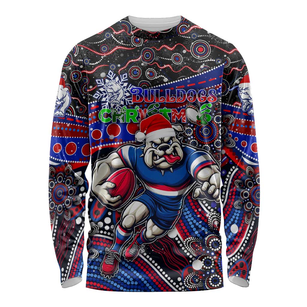 Merry Christmas AFL Bulldogs Long Sleeve Shirt Aboriginal Santa Football Mascot