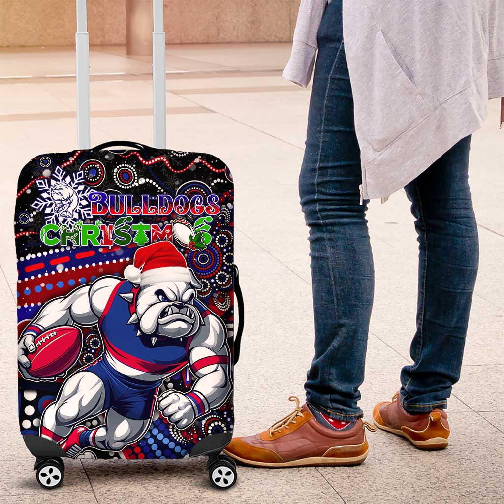Merry Christmas AFL Bulldogs Luggage Cover Aboriginal Santa Football Mascot